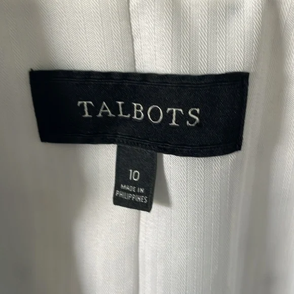 Talbots navy and white dotted Swiss Classic Two Button Blazer Jacket - Picture 3 of 5